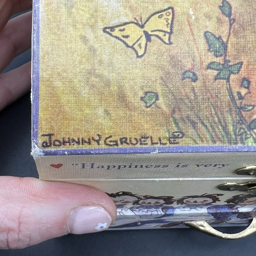 VTG 1969 Raggedy Ann Wood‎ Jewelry Chest Music Box Schylling Dancing ANN ~ WORKS